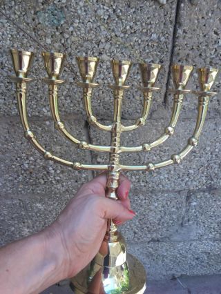 Menorah Gold Plated Jerusalem Temple 10 Inch Height 26 Cm 7 Branches Brass XL 8