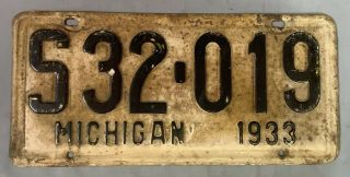 Vtg 1933 Michigan License Plate 6 Digit S32 - 019 Gas & Oil Rat Hot Rod Mancave