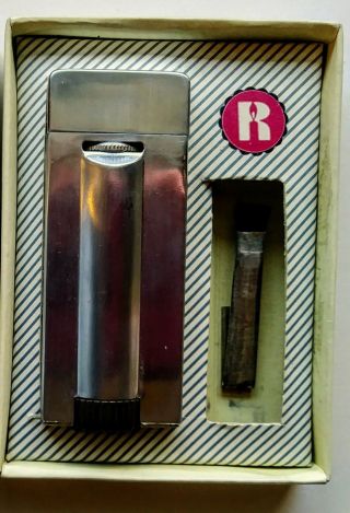 Antique Vintage Royal Bullet Butane Gas Lighter,  Box,  Brush Sangyo Co
