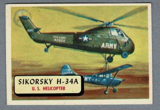 1957 Topps Planes Red Back High Series 70,  Sikorsky H - 34a,  U.  S.  Helicopter.