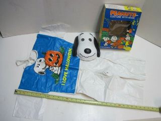 Vintage Peanuts Snoopy Halloween Costume & Mask 1965 Tiny Tot 3 - 5 Years 39 " Box
