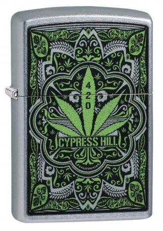 Zippo Windproof Cypress Hill Lighter With Marijuana Leaf & 420,  49010