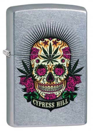 Zippo Windproof Cypress Hill Lighter With Day Of Dead Skull,  49011,