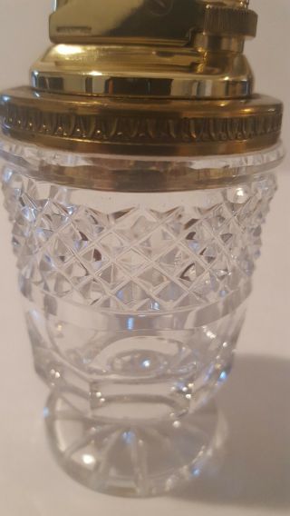 Vintage Crystal Glass Butane Table Lighter 2