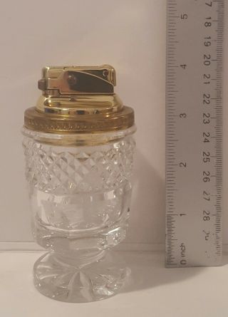 Vintage Crystal Glass Butane Table Lighter 3