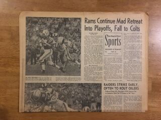 December 22,  1969 Los Angeles La Times Sports Newspaper Rams Colts