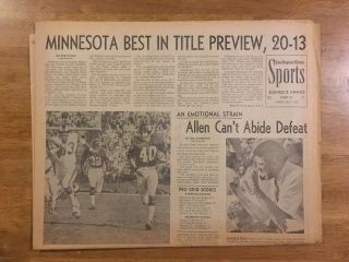 December 8,  1969 Los Angeles La Times News Sports Newspaper Rams Vikings