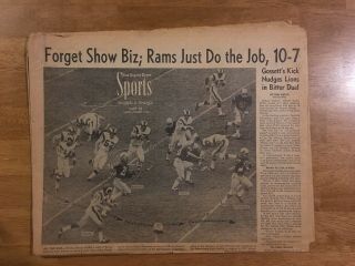 November 4,  1968 Los Angeles La Times Sports Newspaper Rams Detroit Lions