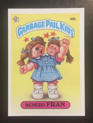 1985 Garbage Pail Kids 2nd Series 2 Schizo Fran 49b Pack Fresh - Rare 1 - Twt