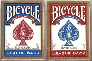 2 Decks Bicycle League Back Playing Cards Red & Blue