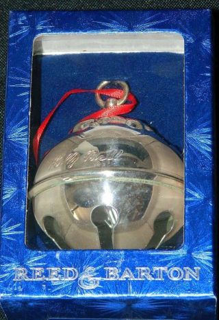2 Reed & Barton 2001 & 2002 Holly Sleigh Bell Christmas Ornaments Box