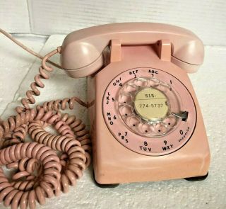 Vintage Itt Kellogg Pink Rotary Dial Phone Desk Telephone