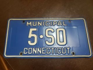 Connecticut Municipal License Plate 5 So 1980 S City Police Fire Low Rare