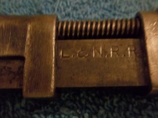 L & N RR RAILROAD ADJUSTABLE WRENCH WOOD HANDLE MADE BY THE LAMSON - SESSIONS CO. 2