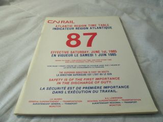 Canadian National Railways Railroad Employee Time Table 87 1985 Atlantic Region