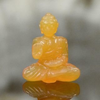 Sculpture Of The Buddha Natural Orange Mexican Fire Opal Gemstone Carving 5.  35ct