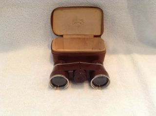 Vintage Hensoldt Wetziar Brown Opera Binocular With Case,  Germany