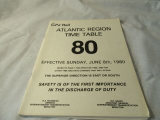 Canadian National Railways Railroad Employee Time Table 80 1980 Atlantic Region