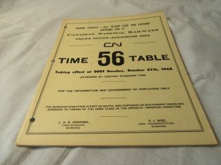 Canadian National Railways Railroad Employee Time Table 56 1968 Assiniboine