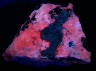 Franklinite crystals w willemite,  calcite fluorescent minerals Franklin,  NJ 5