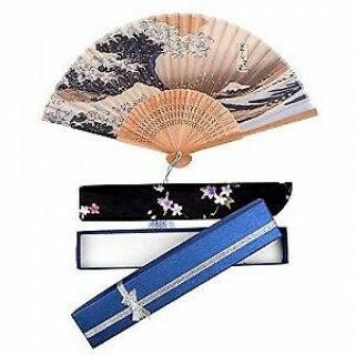 Japanese Sensu/ Folding Fan,  High - Grade Silk With Fan Bag