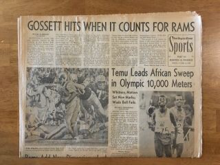 October 14,  1968 Los Angeles La Times Newspaper Rams Packers Olympics Temu 10k