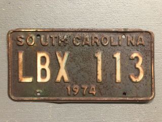 Vintage 1974 South Carolina License Plate Lbx - 113 Rustic