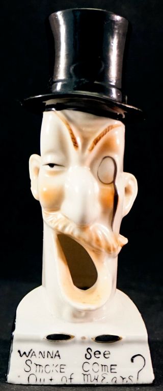 Antique Tobacciana Schafer & Vater Whimsical Smoking Head Figural Ashtray 98 - I