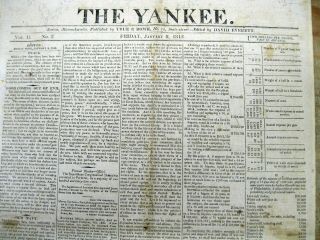 Rare 1813 Newspaper List Of Us Navy Warships At End Of John Adams Presidency