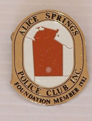 Vintage Alice Springs Police Club Nt Metal Badge Lapel Tie Hat Coat Brooch Pin