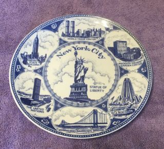 Vintage York City Souvenir Plate Twin Towers 9.  5” Made In Japan