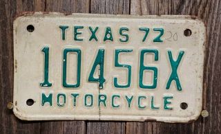 1972 Texas " Motorcycle " License Plate