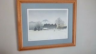 Japanese Woodblock Print: " Winter Scene " Framed 42 Of 150,  By Shufu Miyamoto.