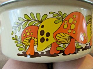 Vintage Enamel Merry Mushroom Dutch Oven Stock Pot Pan Cookware Retro 60s 70s 2