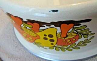 Vintage Enamel Merry Mushroom Dutch Oven Stock Pot Pan Cookware Retro 60s 70s 7