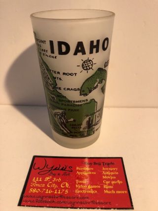 Vtg 1950s Idaho Hazel Atlas Gay Fad Frosted State Souvenir Glass Tumbler