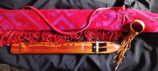 Handmade Doub.  Flute T.  Frazier Choctaw Indiantribe Red Cedar Traditional 23 " L