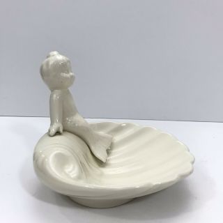 Vintage White Ceramic Mermaid Soap Dish
