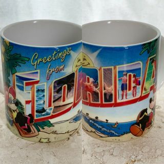 Greetings From Florida Coffee Mug Colorful Sunshine Beach Disney Palm Tree
