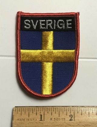 Sverige Sweden Swedish Flag Cross Souvenir Embroidered Badge Patch