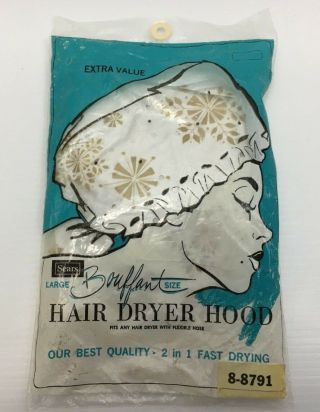 Vtg Sears Hair Dryer Hood Large Bouffant Size Mid Century Design Nos