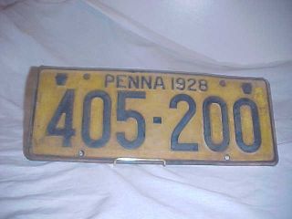 Antique 1928 Penna Pennsylvania Pa License Plate 405 - 200