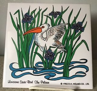 1983 Ceramic Wall Tile Louisiana State Bird The Pelican D.  H.  Holmes Co.  Ltd 6”