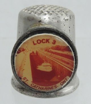 Souvenir Thimble Lock 3 Welland Canals St Catherines Ontario Canada Vintage