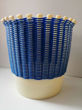 Retro Smit & Co Woven Plastic Waste Paper Bin Basket Planter Made In Greece