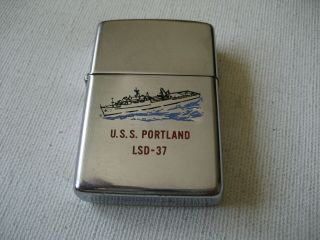 Navy Uss Portland Lsd - 37 Zippo Lighter - 1981