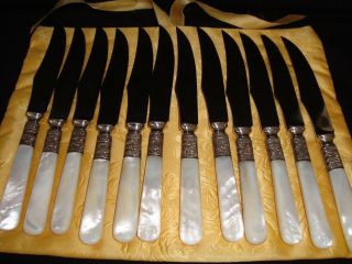 12 Knives By Ambassador Cutlery Mfg.  & Co.  With Mother Of Pearl Handles