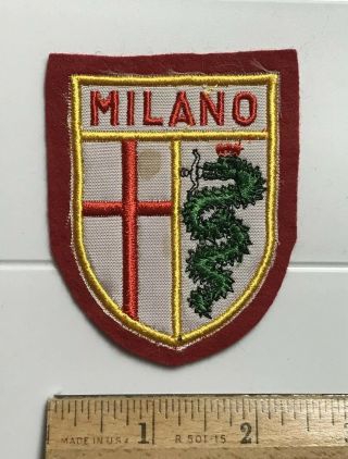 Milano Milan Italy Serpent Cross Flag Crest Souvenir Embroidered Red Felt Patch