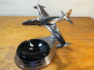Vtg Allyn Sales,  Aero Novelty Chrome P - 80 Ashtray Cast Desk Airplane Model