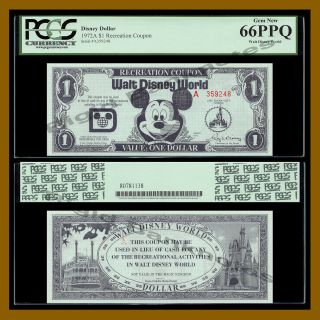 Disney 1 Dollar (recreation Coupon),  1972,  " A " Series (disney World) Pcgs 66 Ppq
